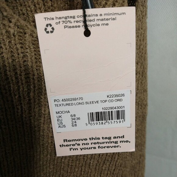 🟣Missguided Cropped Sweater Women Size 2 4 Brown Long Sleeve NEW - Picture 5 of 6